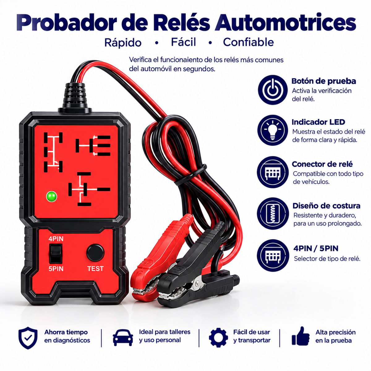 Automotive Electrical Relay Tester 4/5 Pin with LED Indicator